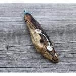 Driftwood Pendant, Felt And Bone - - Ooak Tribal